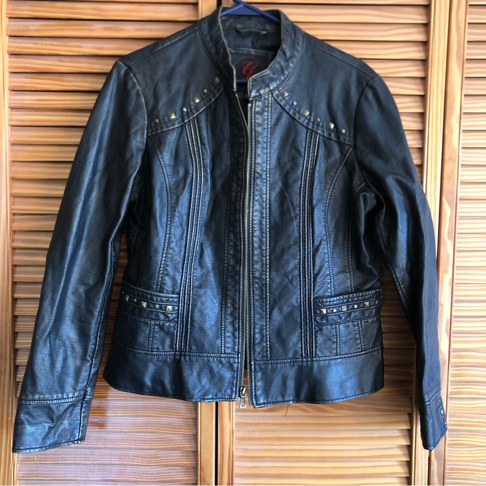 Gallery Black Vegan Leather Jacket Size L